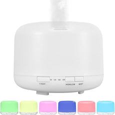 Essential Oil Diffuser 500ml,Aromatherapy Diffuser with 7 LED Lights,Quiet Air Humidifier 4-in-1 with Timer & Auto-Off,Compact Scent Diffuser for Bedroom,Yoga,SPA,Baby Room(Basic Edition)