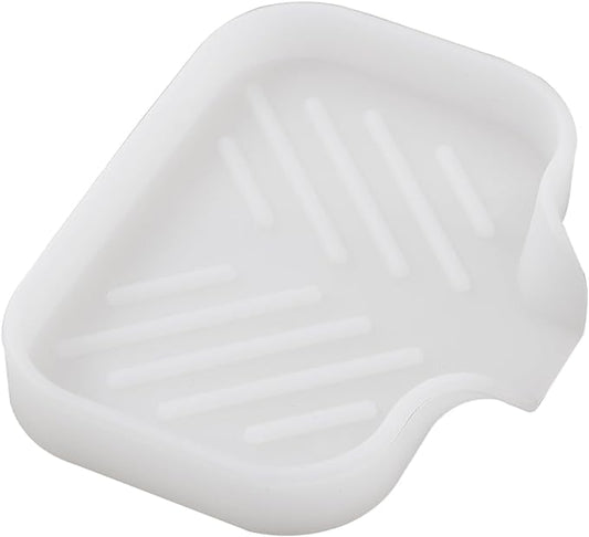 Silicone Bathroom Soap Dishes with Drain Spout-Bathroom and Kitchen Sink Organizer,Sponge Holder,Dish Soap Tray,Perfect for Dispenser,Scrubber,Bottle,Cup on Counter Translucent 4.9"×3.2"