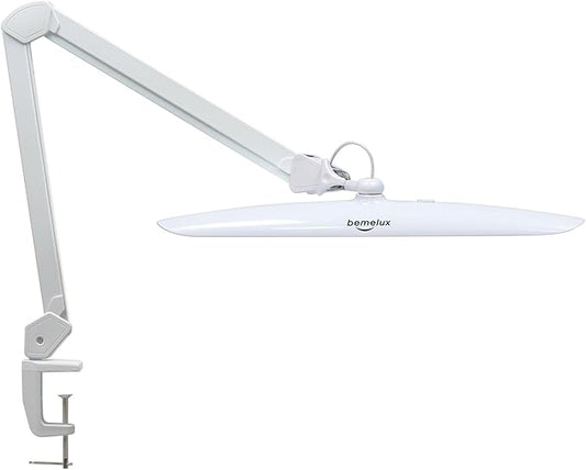 117PCS LED Clamp Desk Lamp, 20 Inch Metal Swivel Arm with Protective Casing, 2200 Lumens, Dimmable Task Lamp for Reading, Office Work, Sewing, Study, and Crafts(White)