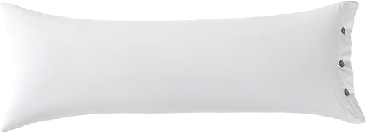 JELLYMONI Pillowcase Body Cotton 1pc Button Pure White Pillow Case 20×54in 100% Washed Cotton Soft Breathable Pillow Covers(Pillows are not Included)