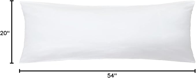 iMaylex Soft 100% Egyptian Cotton Zipper Pillow Case, Cozy and Lightweight Pillowcase, Easy Care, White, Body, 20" x 54"