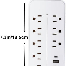 5FT Surge Protector Flat Extension Cord, ETL Listed Flat Plug Power Strip, 8 AC Outlets, 4 USB Charger(1 USB C Port),1700 Joules Protection, Office Supplies, Dorm Room Essentials White