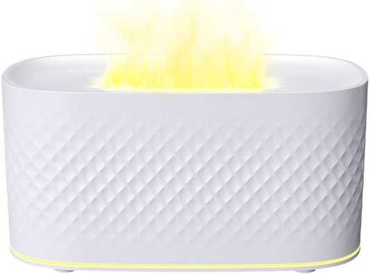 Portable Small Humidifier Dual Nozzle - Large Cool Mist Humidifiers Double Spray Ports, Water Shortage Protection, Ultra-Quiet, Mini Humidifier for Bedroom Plants Office Car Travel (Flame White)