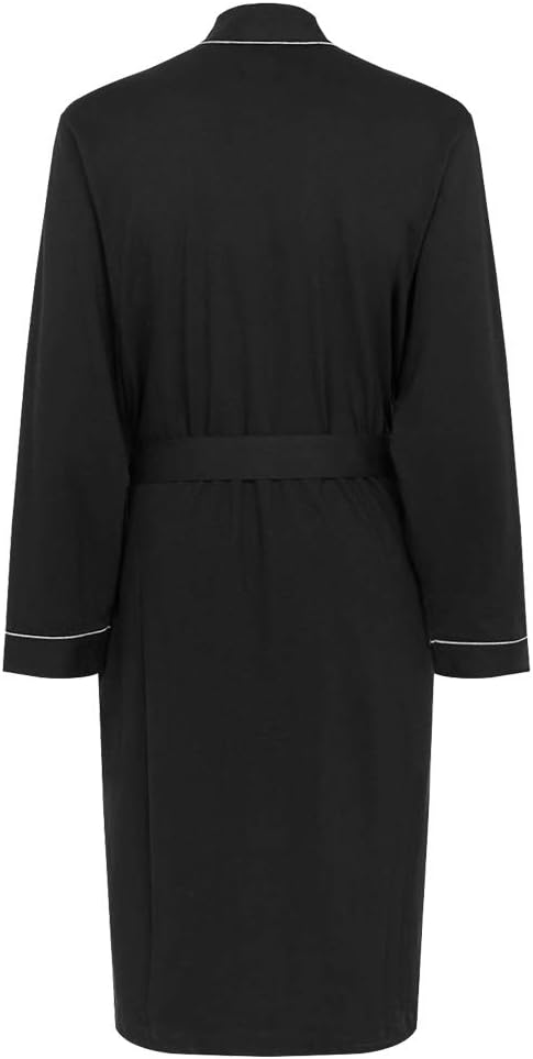 HOLOVE Men's Pure Cotton Bathrobe Lightweight Kimono and Hooded Spa Robes Soft Sleepwear