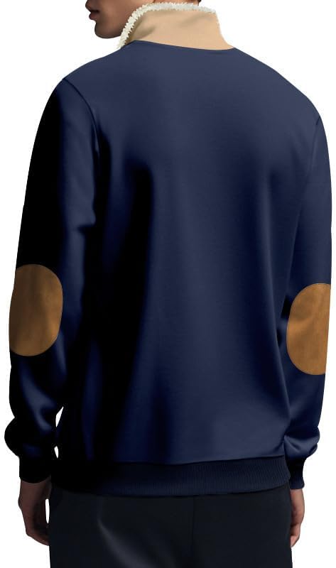 Men's Quarter Zip Sweatshirt - Stand Collar Solid Casual Top Autumn Winter Wear for Vacation Daily Use