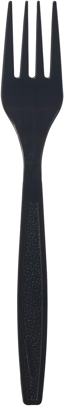 [300 Count] Plastic Forks 7" Black Silverware Heavyweight Cutlery Disposable Utensils Heavy Duty For Every Day Use