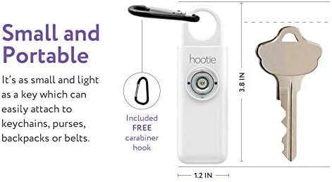 Hootie Personal Safety Alarm for Women, Men, & Kids - Keychain Alarm, Self Defense Strobe & Siren, Security Siren Keychain with 130dB Self Defense Siren & Strobe Light - White