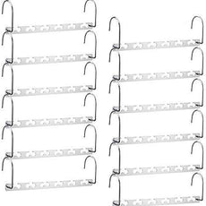 Meetu Space Saving Multifunctional Clothes Hangers - Stainless Steel 6X2 Slots Magic Cascading Hanger With Updated Hook Design - Closet Organizer (Pack of 20)