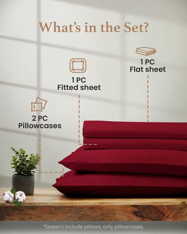 Good Sleep Egyptian Cotton Luxury Sheets - Full Size, 4 Pc, Deep Pocket, Burgundy GoodSleepBedding