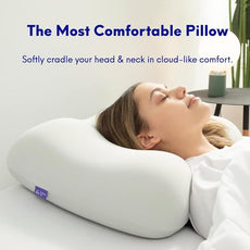 C CUSHION LAB Deep Sleep Pillow, Patented Ergonomic Contour Design for Side & Back Sleepers, Orthopedic Cervical Shape Gently Cradles Head & Provides Neck Support & Shoulder Pain Relief - Calm Grey