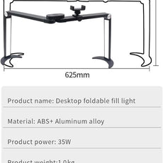 25inch Large Half Moon Light for Nail Tech, 5600K 3 Color Modes Infinitely Knob Arch Nail Light with Phone Holder Charging Function, Foldable Lighted Desk Lamp
