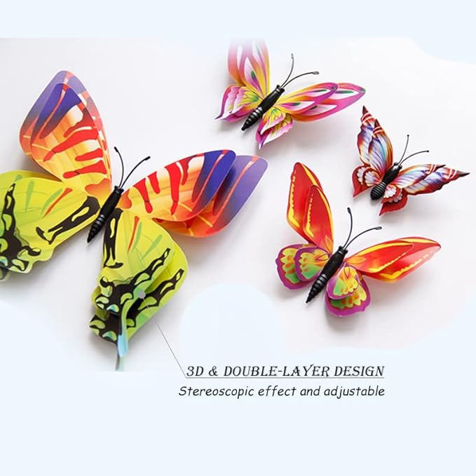 Butterfly Wall Decor 72 PCS, 3D Butterflies Stickers for Party Decorations with Magnets(Multiple Colour, 72)