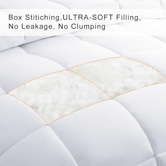 COHOME Queen Size Cooling Comforter All-Season Quilted Down Alternative Duvet Insert Luxury Hotel Reversible Winter Warm Comforter with Anti-Clump Tech & 8 Tabs - Gift for Women & Men - White 88"x88"