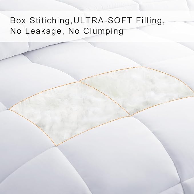 COHOME Quilted California King Size Comforter - Down Alternative Duvet Insert, All-Season Cooling Reversible Design - Winter Warm Luxury Hotel Bedding with Anti-Clump Tech & 8 Tabs,White 96x104