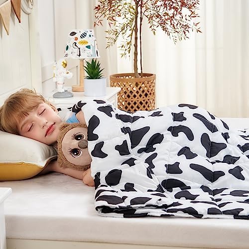 yescool Weighted Blanket 10 Pounds Twin Cooling Weighted Lap Blanket, Cow Print Heavy Blanket, Comfortable Weighted Throw Blanket Gift for 80-110lbs, 40"x60"
