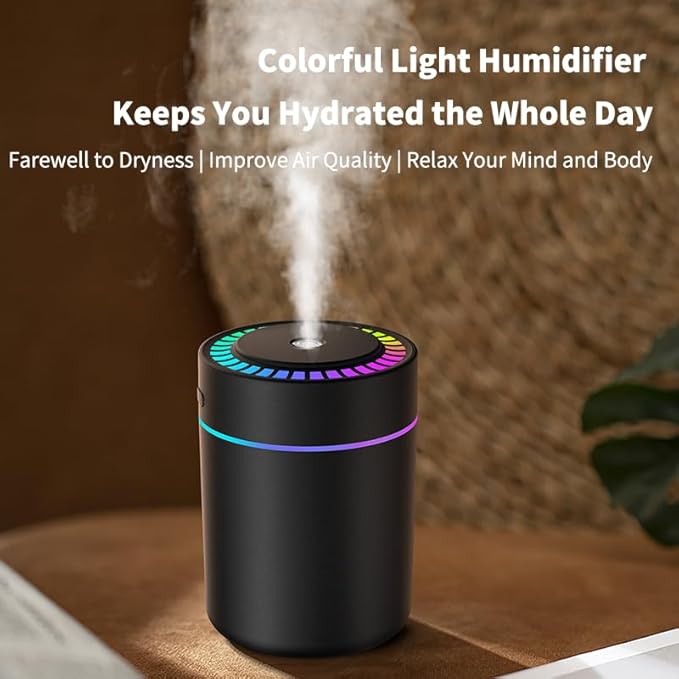 180ml Portable Small Humidifier with Colorful LED Night Light, USB Personal Desktop Humidifier for Car Home Office Travel, Auto Shut-Off, 2 Mist Modes, Super Quiet