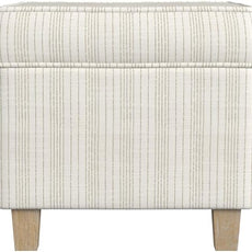 Homepop Home Decor Classic Square Storage Ottoman with Lift Off Lid | Ottoman with Storage for Living Room & Bedroom, Marigold Pinstripe Cream Fabric