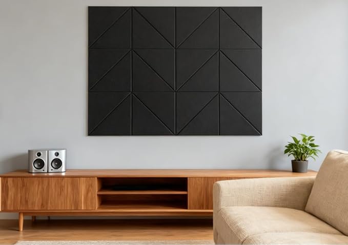 12-Pack Black Felt Wall Tiles(11.8“x11.8”Each), 47"x35" Aesthetic Bulletin Pin Board, Large Cork Board Alternative for Office, Classroom & Wall Decor