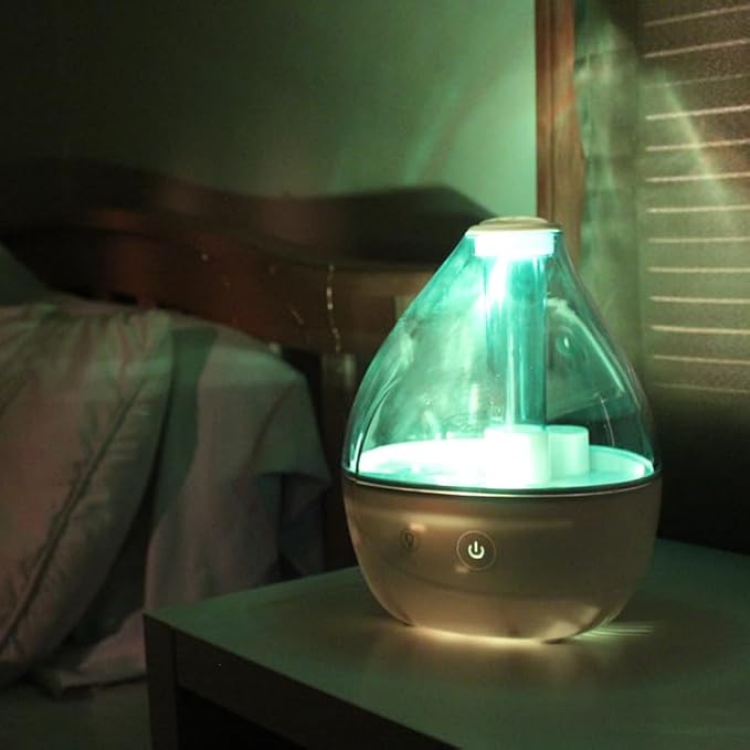 Crane Personal Ultrasonic Cool Mist Humidifier – 1.5 Liter, 8-Hour Run Time, Whisper Quiet, Auto Shut-Off, Filter-Free for Small Rooms, Offices, Nursery, Travel