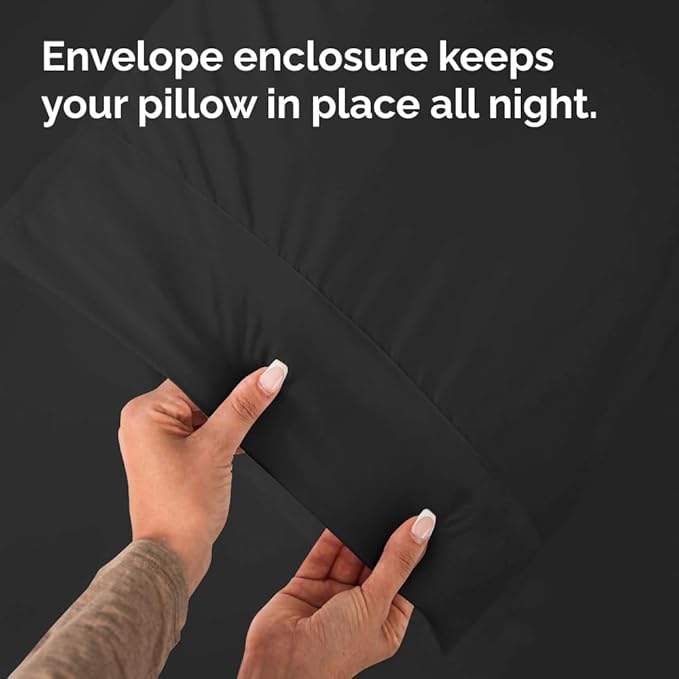 King Pillow Cases - 2 Pack - Super Soft Pillowcase Covers - Envelope Enclosure - Hotel Quality Pillow Protectors - Wrinkle Free, Fade, Shrink & Stain Resistant - Machine Washable - 20" x 40" (Black)