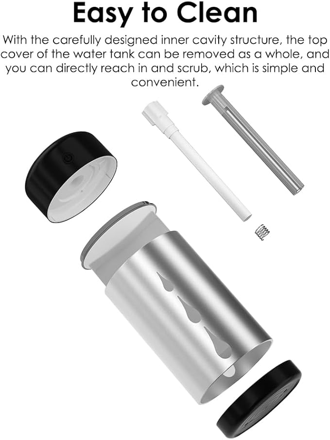 Riloer Desk Cool Mist Humidifiers, Portable Car Humidifier Diffuser with Star Night Light, Mini Humidifier Essential Oil for Car Office Desktop Bedroom (Silver)