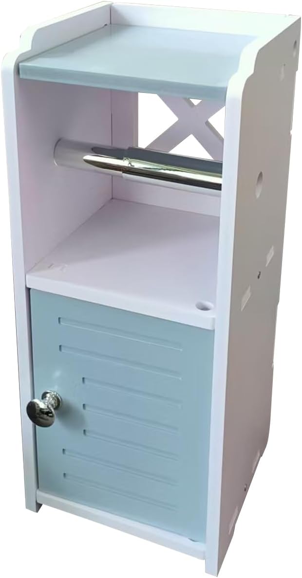 AOJEZOR Toilet Paper Holder Stand: PVC Bathroom Cabinet Storage for Apartment Dwellers - Bathroom Storage - Light Grey