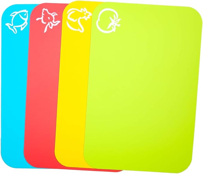 Small Flexible Plastic Cutting Board Mats, 2 Pack Cutting Boards Mats With Food Icons, Gripped Back and Dishwasher Safe, Set of 4,7.5x11.4inch (2)
