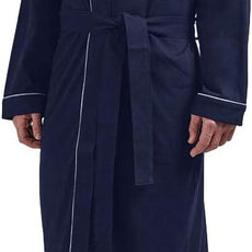 HOLOVE Men's Pure Cotton Bathrobe Lightweight Kimono and Hooded Spa Robes Soft Sleepwear
