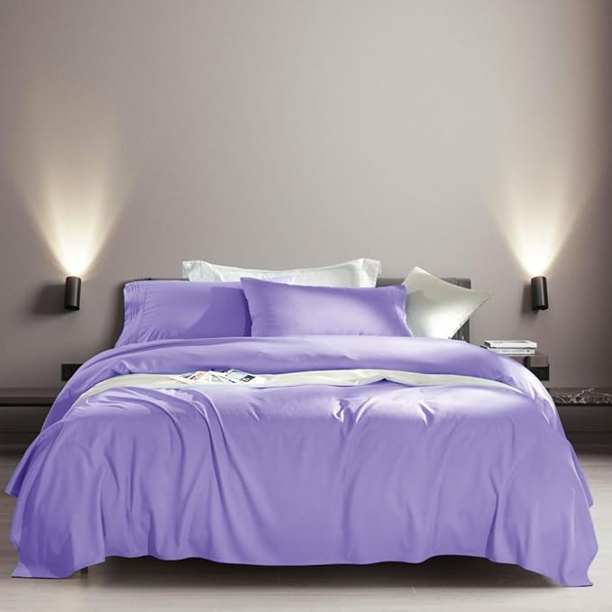SONORO KATE Bed Sheet Set Super Soft Microfiber 1800 Thread Count Luxury Egyptian Sheets Fit 18-24 Inch Deep Pocket Mattress Wrinkle-6 Piece (Lavender, Twin)