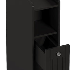 ChooChoo Slim Bathroom Storage Cabinet, Narrow Small Bathroom Organizer with Slide Out Drawer Storage, Toilet Paper Holder, for Small Spaces, Black