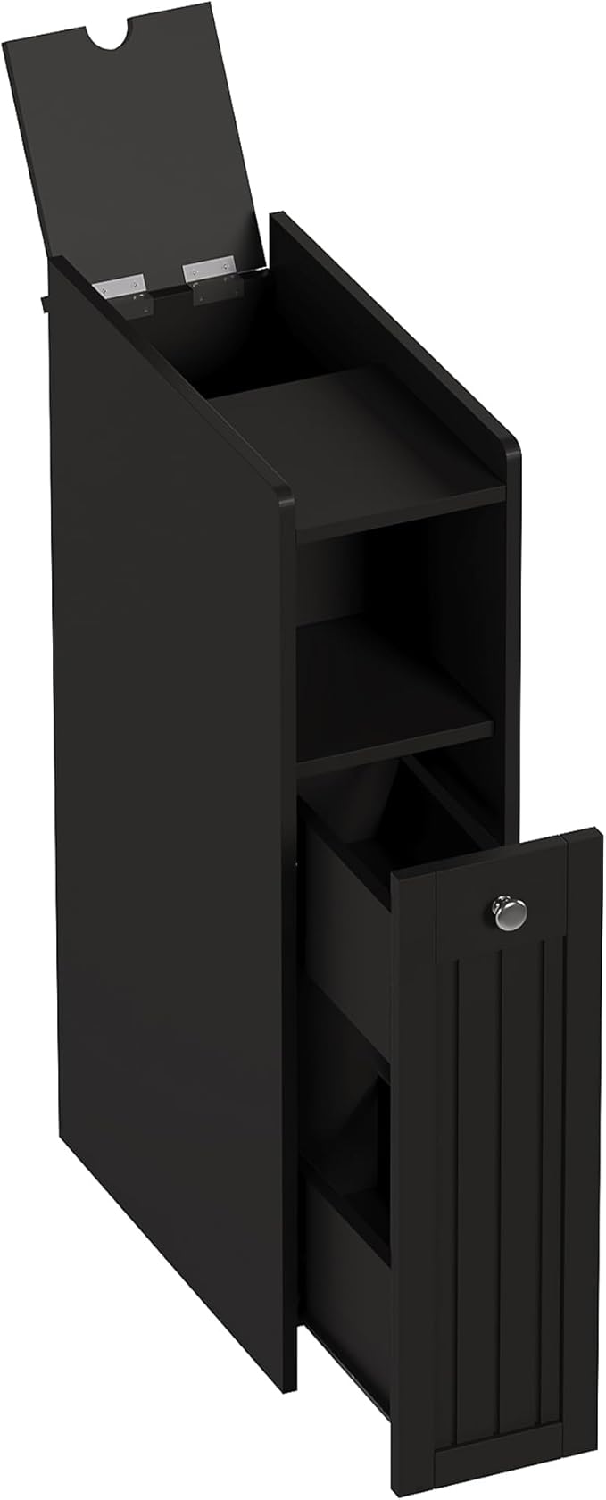 ChooChoo Slim Bathroom Storage Cabinet, Narrow Small Bathroom Organizer with Slide Out Drawer Storage, Toilet Paper Holder, for Small Spaces, Black