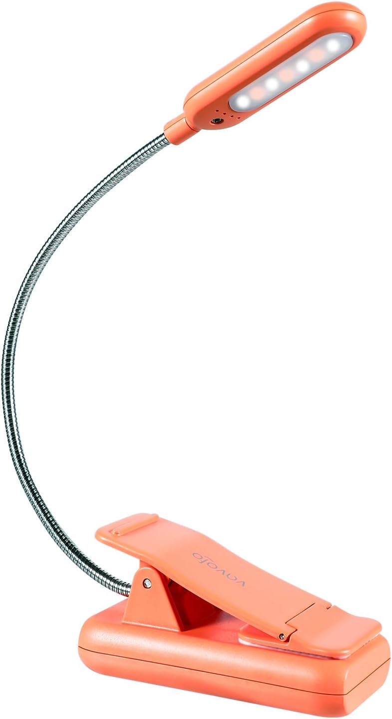 VAVOFO Clip On Book Light for Bed Kids, 7 LED Reading Light with 9-Level Warm Cool White Daylight, Eye Care Lamp with Power Indicator for Bookworms (Blue) Dormly