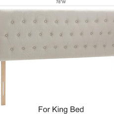 Kingfun Headboards for King Size Bed in Modern Button Design, Premium Linen Fabric Upholstered Tufted Bed Headboard, Adjustable Solid Wood Head Board, Beige