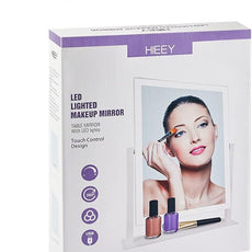HIEEY Lighted Makeup Mirror, Hollywood Vanity Mirror with Lights, Three Color Lighting Modes, and 5X Magnification Mirror, Smart Touch Control, 360°Rotation (14.1in,White,Gift Box)