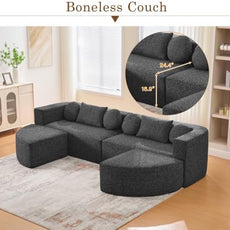 Free-Combined Modular Sectional with Curved Design & Deep Seating – Reconfigurable Sofa Bed