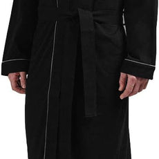 HOLOVE Men's Pure Cotton Bathrobe Lightweight Kimono and Hooded Spa Robes Soft Sleepwear