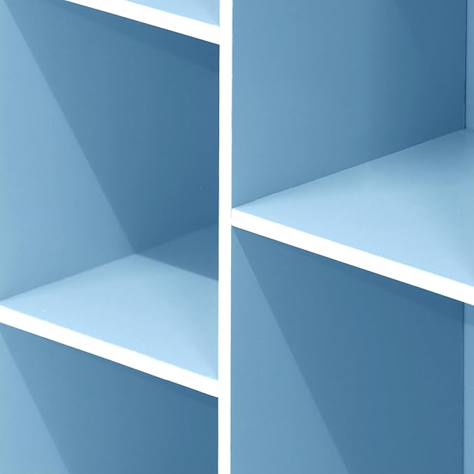 Furinno LUDER Book Shelf, 5-Cube Bookshelf, Reversible Bookcase, 9.4 x 19.5 x 31.5, for Living Room, Bedroom, Home Office, White/Light Blue