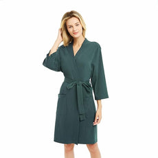 U2SKIIN Womens Robes, 100% Cotton Lightweight Robes 3/4 Sleeves Kimono Knit Soft Loungewear Short Bathrobe