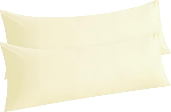 NTBAY Body Pillow Cases Set of 2, 2 Pack Brushed Microfiber 20x54 Pillow Cases, Soft, Wrinkle, Fade, Stain Resistant Ivory Pillow Cases with Envelope Closure, 20x54 Inches, Ivory