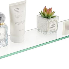 KOKOSIRI Wall Shelves Floating Shelf 20-Inch Stainless Steel Bathroom Hardware Tempered Glass Kitchen Hanging for Storage/Room Decor Gold B1105BG-L20