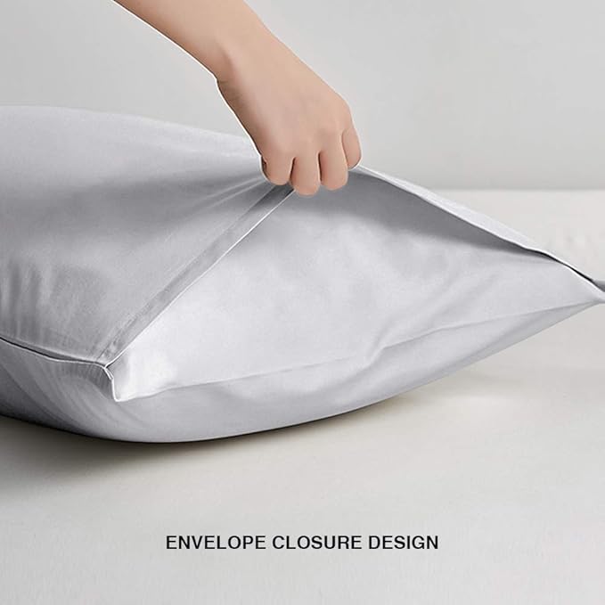 FLXXIE Microfiber Pillow Cases Queen Size Set of 2, Soft Pillowcases with Envelope Closure, Wrinkle Resistant Pillow Covers, 20x30, Light Grey