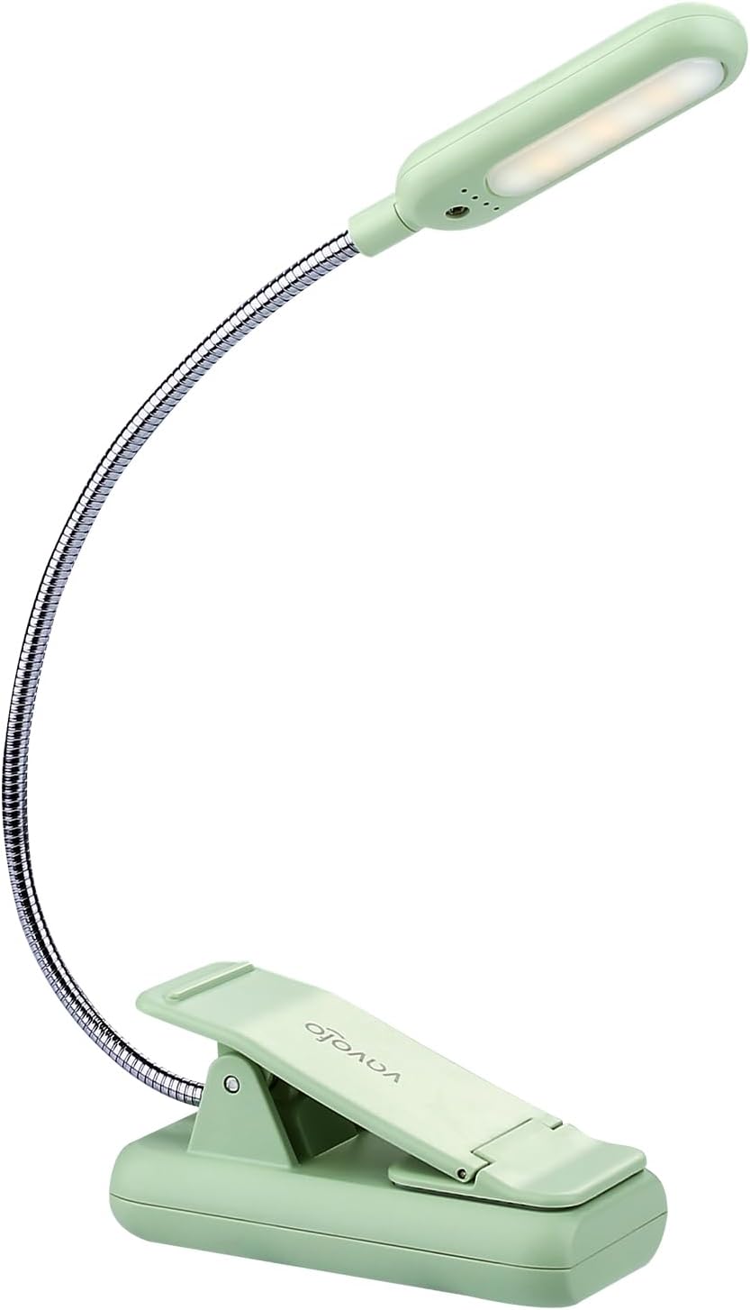VAVOFO Clip On Book Light for Bed Kids, 7 LED Reading Light with 9-Level Warm Cool White Daylight, Eye Care Lamp with Power Indicator for Bookworms (Blue) Dormly