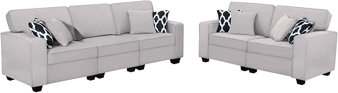 Legend Vansen Modular Sectional Sofa U Shaped Couch with Ottoman Modern Reversible Corner Sectional Couch for Living Room (Light Grey, 2+3)