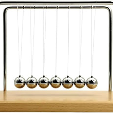 QLKUNLA Newtons Cradle Balance Balls Science Physics Gadget Desktop Decoration Kinetic Motion Toy for Home and Office (Beech,7 Balls)