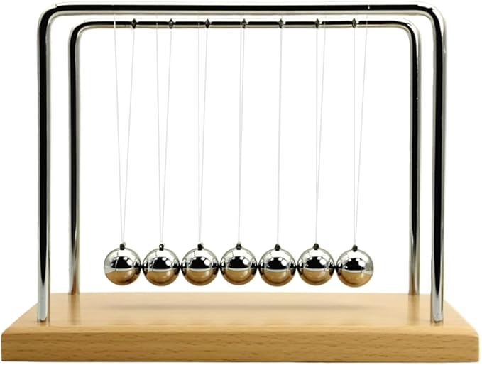 QLKUNLA Newtons Cradle Balance Balls Science Physics Gadget Desktop Decoration Kinetic Motion Toy for Home and Office (Beech,7 Balls)