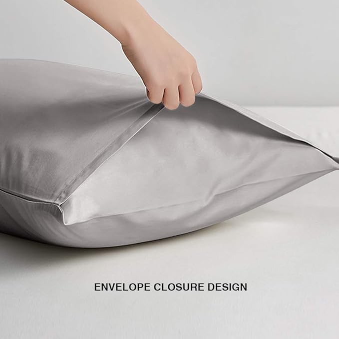 FLXXIE 2 Pack Microfiber Queen Pillow Cases, 1800 Super Soft Pillowcases with Envelope Closure, Wrinkle, Fade and Stain Resistant Pillow Covers, 20x30, Smoky Grey