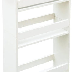 TEAMIX 4 Tier White Slim Storage Cart with Handle, Slide Out Storage Rolling Utility Cart Mobile Shelving Unit Organizer Trolley for Small Spaces Kitchen Laundry Narrow Places