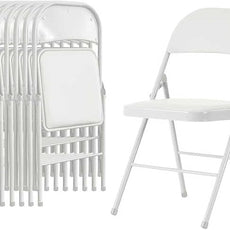 10 Pack Folding Chairs with Padded Cushion and Back, White Portable Heavy Duty Metal Frame Commercial Seat with 330-LBS Capacity for Indoor Outdoor Office Party Events Kitchen Wedding