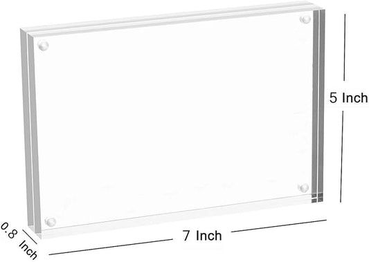 Meetu Acrylic Picture Frame 5x7,Clear Freestanding Double Sided 20mm Thickness Frameless Magnetic Photo Frames Desktop Display with Gift Box Package(5 Pack)