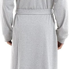 HOLOVE Men's Pure Cotton Bathrobe Lightweight Kimono and Hooded Spa Robes Soft Sleepwear